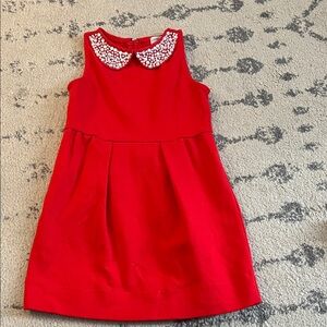 Crewcuts Red Dress with Pearl Collar